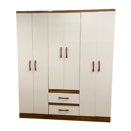 WARDROBE 4-DOORS WITH 2-DRAWER CASTANHO/OFF-WHITE SIENA 55645-110